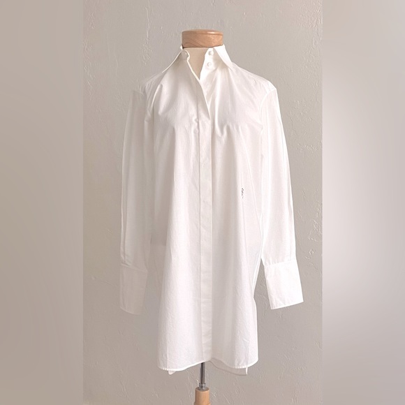 NWT CHLOE MILK WHITE COTTON BUTTON DOWN SHIRT DRESS SIZE 36 - Picture 3 of 16